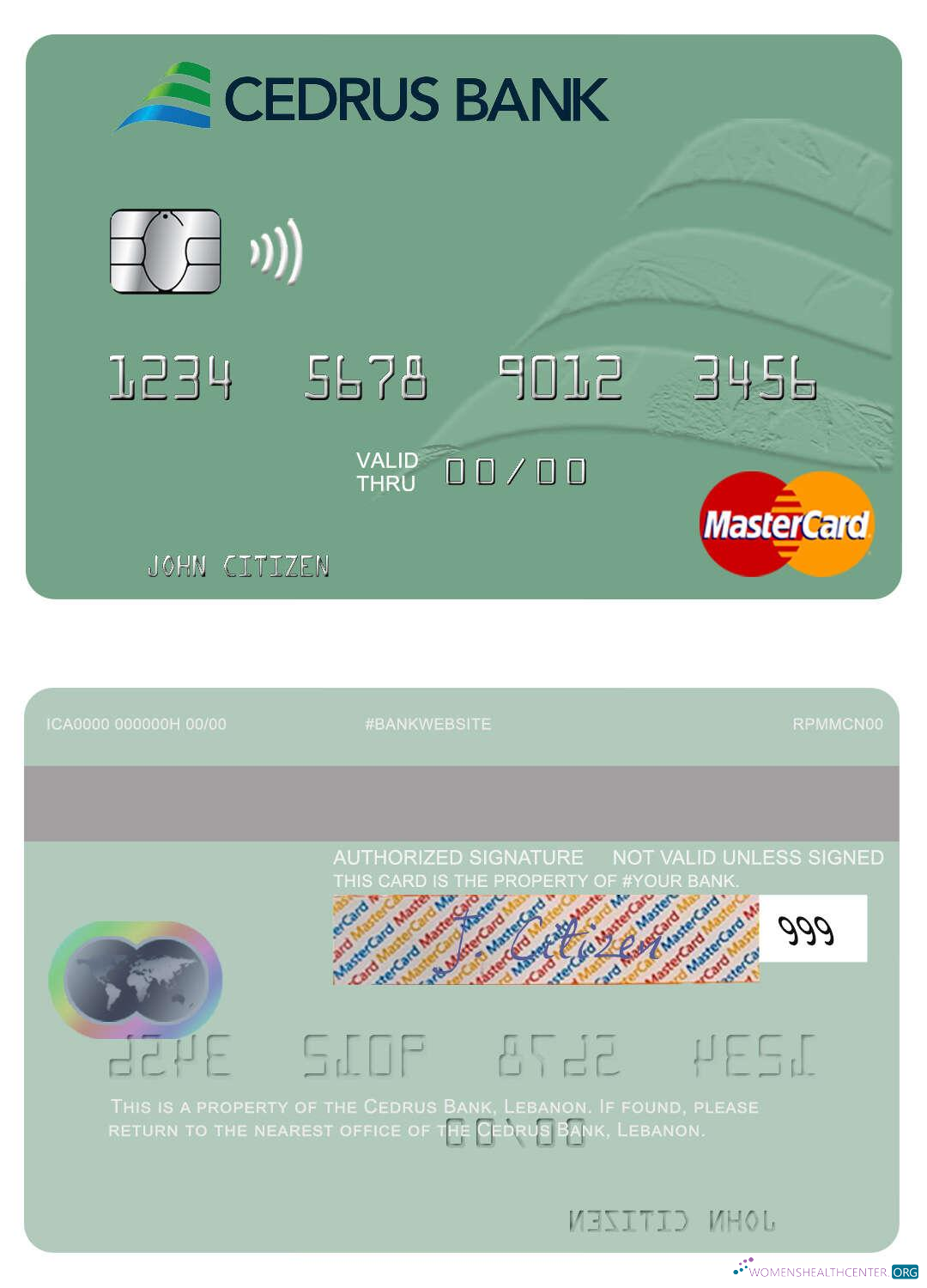Download Lebanon Cedrus Bank mastercard Photoshop template